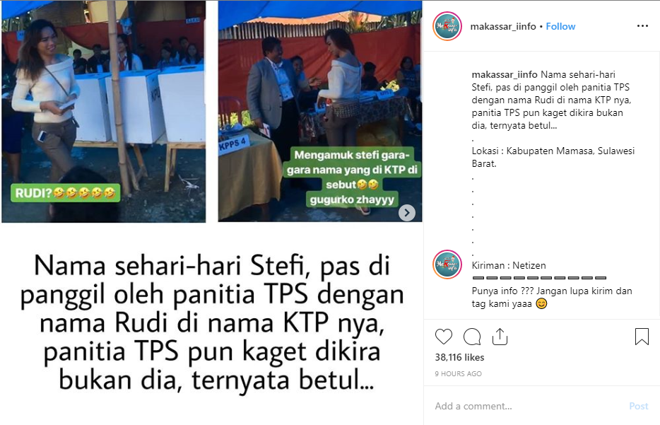 Stefi ngamuk kepada KPPS saat dipanggil nama aslinya saat mau nyoblos. (Foto: Instagram)