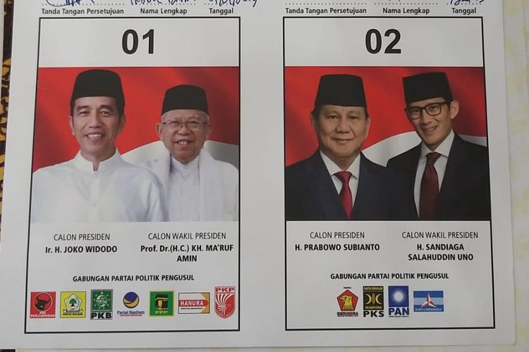 Pose di foto kertas suara Pilpres 2019