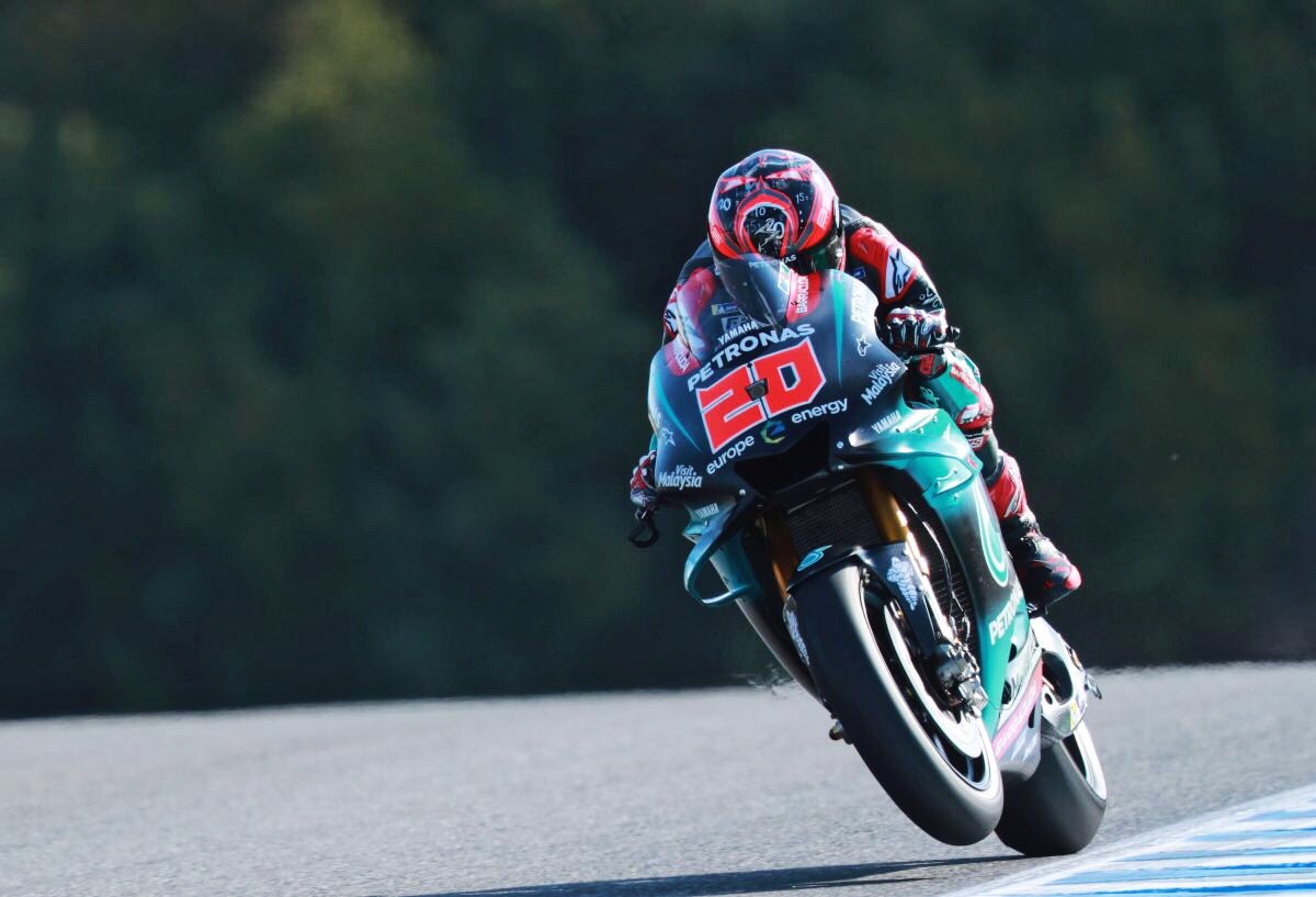 Pembalap Pentronas Yamaha, Fabio Quartararo membuat kejutan dengan meraih pole position di MotoGP Jerez, (Foto: Twitter/@FabioQ20)