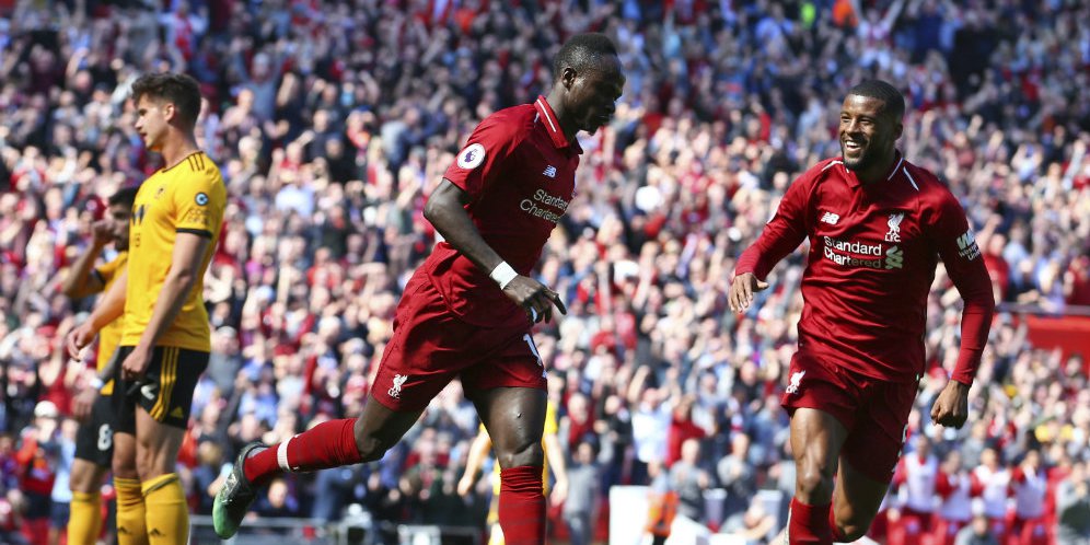 Sadio Mane rayakan gol ke gawang Wolverhamton. (Foto: Liga Inggris) 