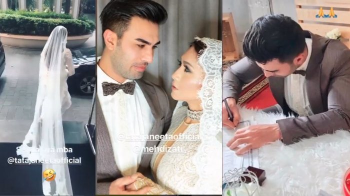Foto kenangan saat Tata Janeeta dan Mehdi Zati meresmikan pernikahan, usai keduanya cerai lewat sambungan telepon.