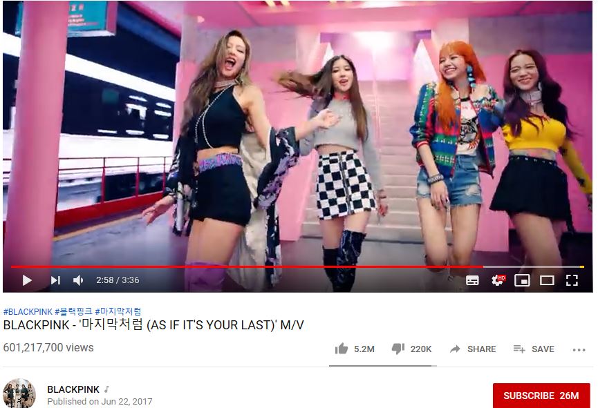 Video musik 'As If It's Your Last' milik BLACKPINK berhasil mencapai total 600 juta penonton
