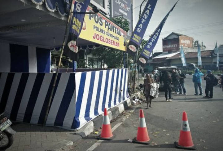 Pospam Kartosuro, melune Polres Sukoharjo, mbleset tekan teror bom. (Foto:Netizen/Istimewa)