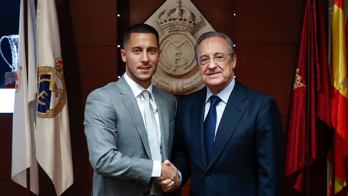 Eden Hazard diperkenalkan di depan 50.000 penggemar Real Madrid di Santiago Bernabeu. (Foto: Twitter/@realmadrid)