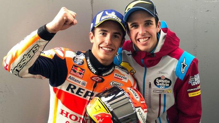 Marc Marquez juara MotoGP dan sang adik, Alex Marquez juara Moto2 di Sirkuit Catalunya, Minggu 16 Juni 2019.