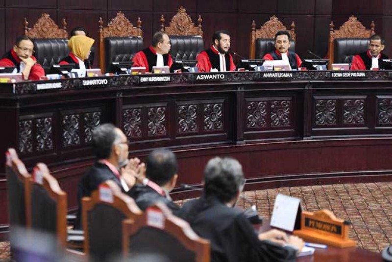 MK menjawab isu terkait pelayanan saksi di sidang sengketa pilpres 2019. (Foto: 