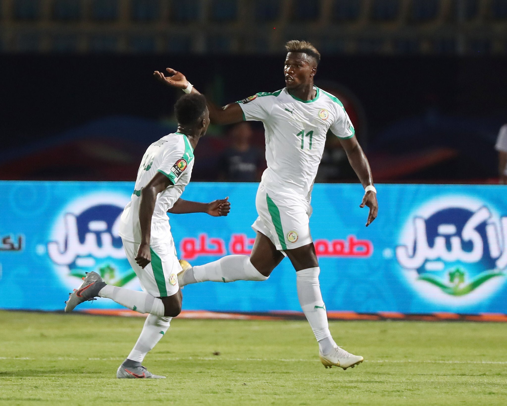 Pemain Senegal Keita Balde merayakan gol yang ia cetak ke gawang Tanzania. (Foto: Twitter/@FootballSenegal)