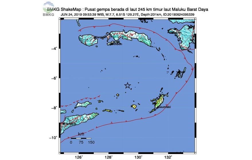 Pusat gempa di Laut Banda. (Foto: BMKG)