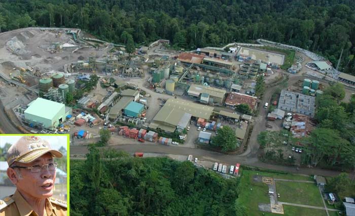 tambang PT Nusa Halmahera Minerals (NHM) di Halmahera Utara. Inzet, Bupati Halmahera Utara, Frans Manery. (Foto:Antara/Ngobar) 