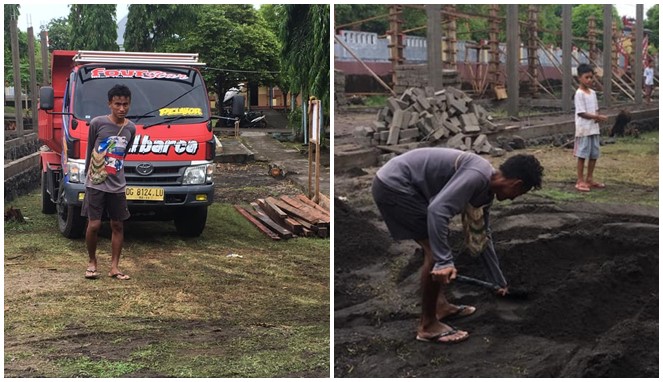 Muhammad Rafdi Marajabessy, putra ketiga Wakil Wali Tidore Muhammad Sinen bekerja sebagai kuli bangunan sejak SMA. (Foto: Facebook Muhammad Naoval)