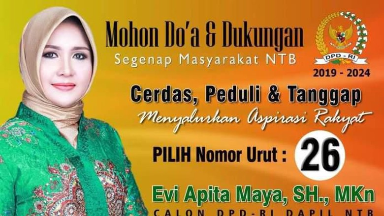 Poster Caleg DPD RI Evi Apita Maya. (Foto: Istimewa)