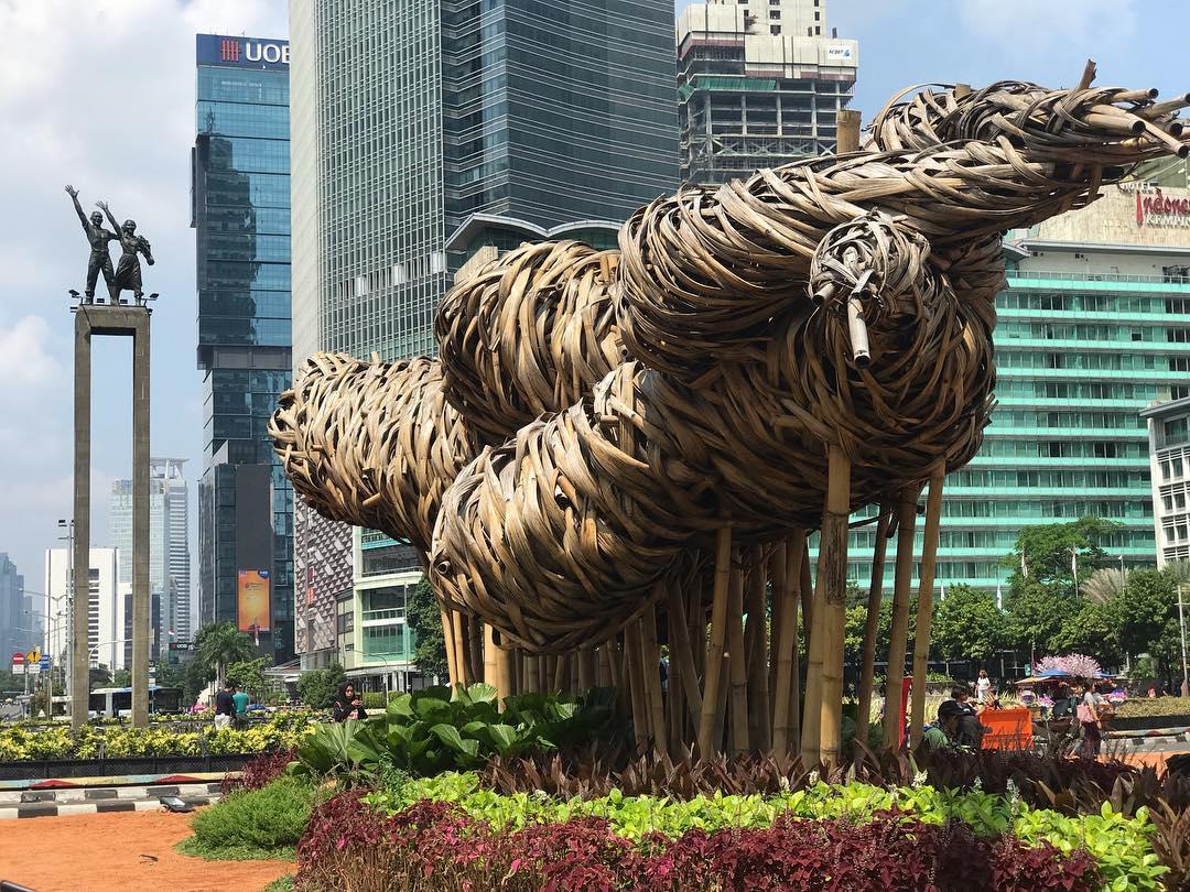 Bambu Getah Getih di Bundaran HI, Jakarta. (Foto: Dok/Antara)