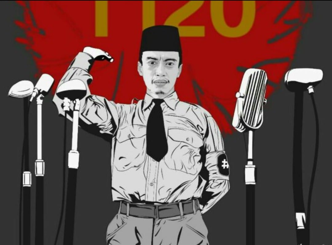 Kiai M Faizi, menurut ilustrasi Edi Mulyono. (Foto: akun fb edi mulyono)