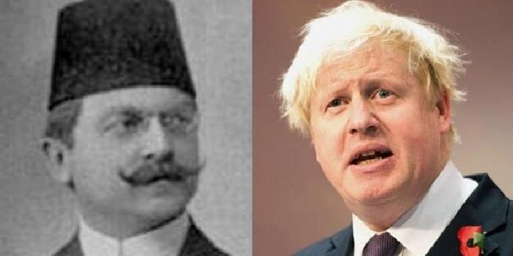 Ali Kemal, seorang jurnalis dan politisi liberal Kekaisaran Ottoman, dan Boris Johnson. (Foto:Hurriyet Daily News)