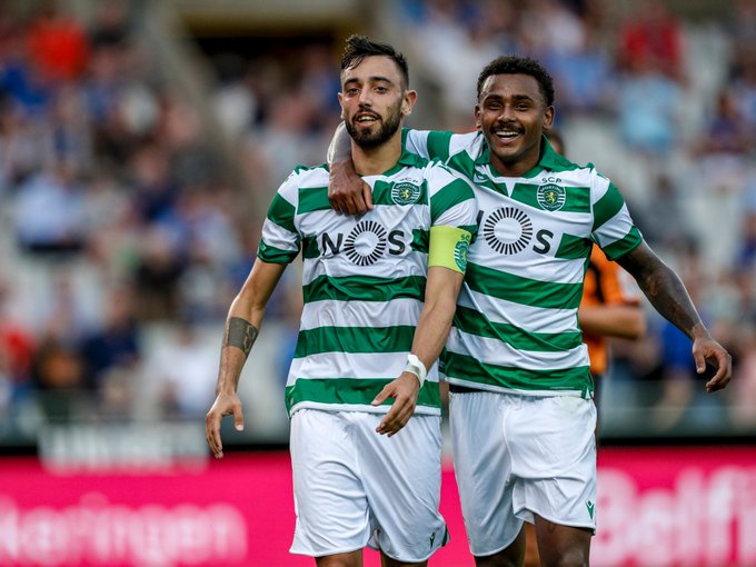 Kapten Sporting CP musim lalu, Bruno Fernandes (kiri) sedang diperebutkan MU dan Tottenham. (Foto: Twitter/@Sporting_CP)