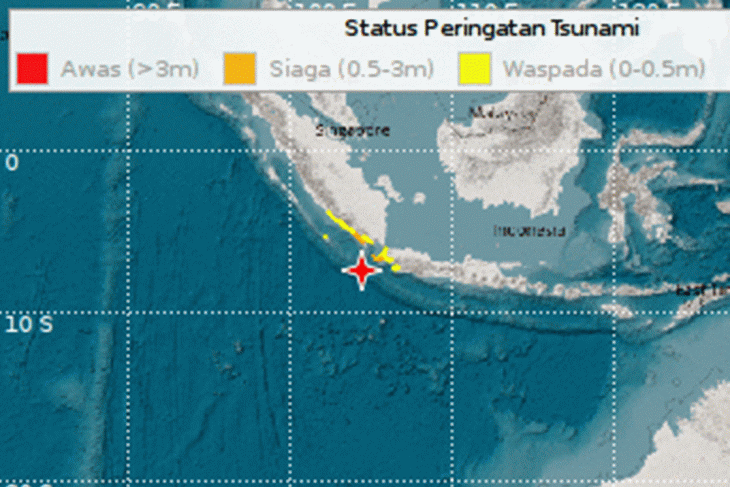 Posisi gempa yang melanda Banten. (Foto: BMKG)