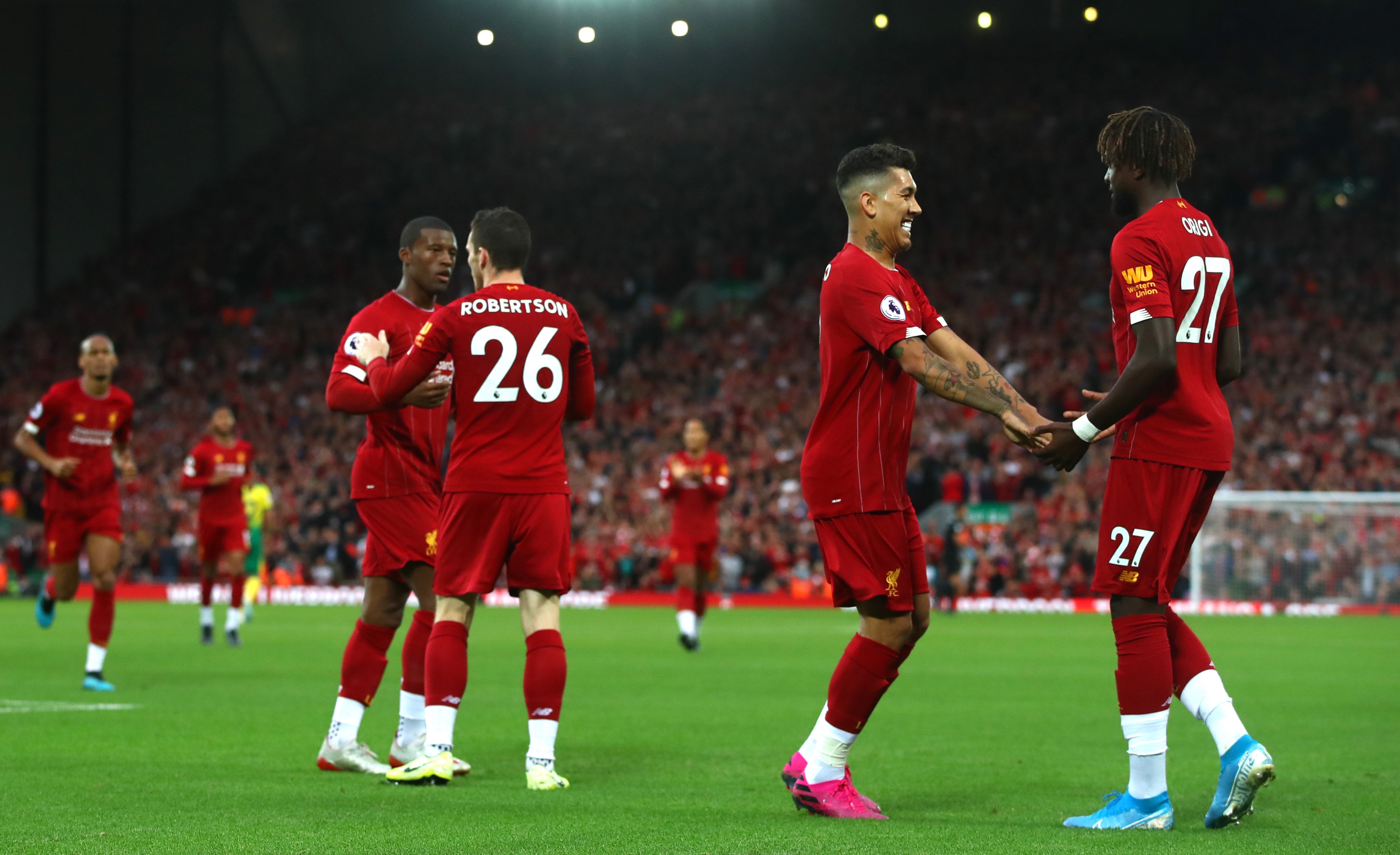 Liverpool meraih kemenangan 4-1 atas Norwich di pertandingan perdananya di Premier League 2019. (Foto: Twitter/@LFC)