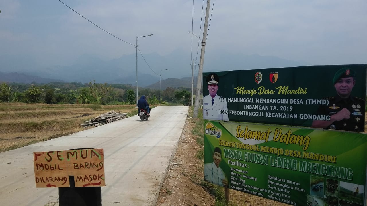 Kondisi Jalan Beton menuju Lembah Mbencirang, Sasaran Fisik TMMD Imbangan 105 Mojokerto