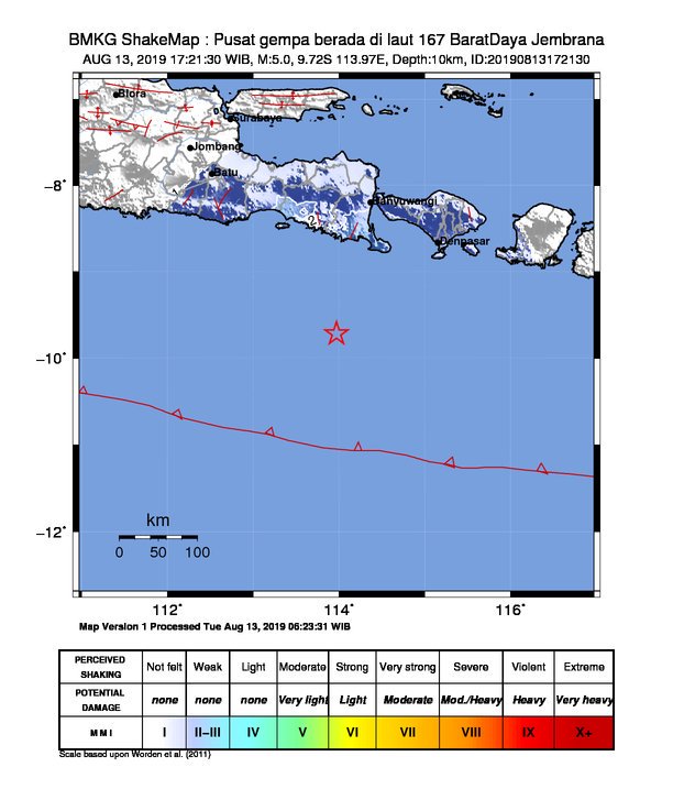 Rilis info gempa Bali yang pertama oleh BMKG (Foto: Twitter @BMKG)