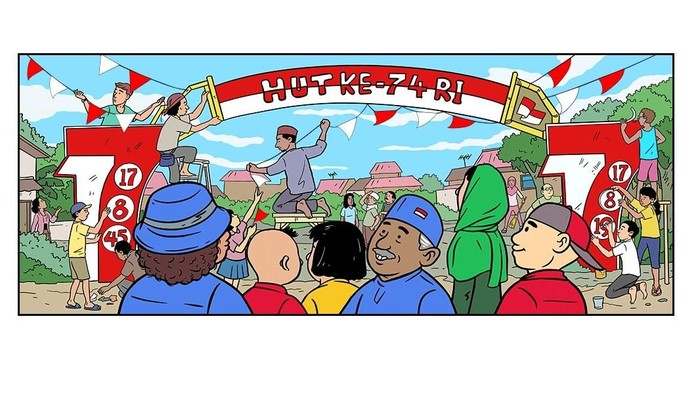 Google doodle HUT RI ke-74.