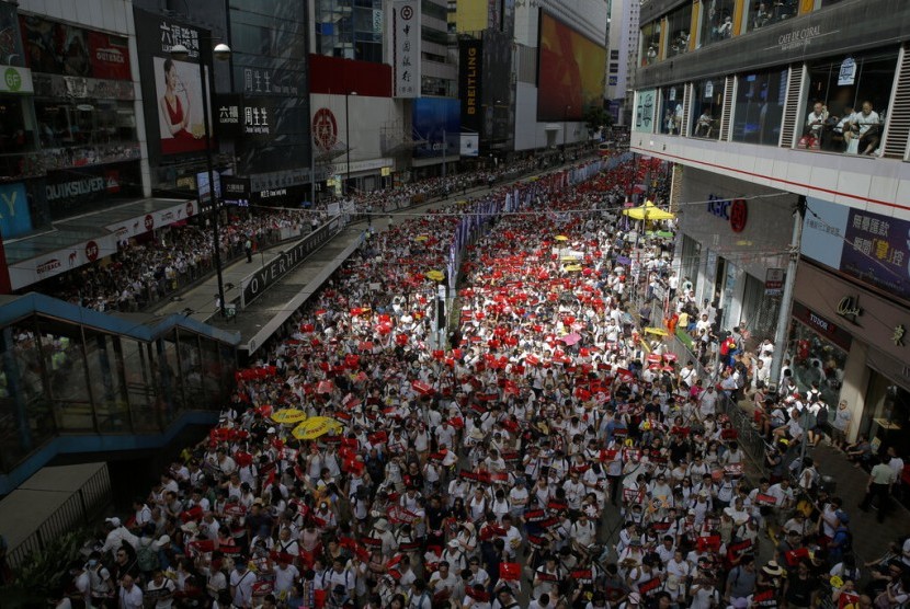 Aksi massa di Hong Kong yang menolak RUU Ekstradisi yang kontroversial. (Foto: reuters)