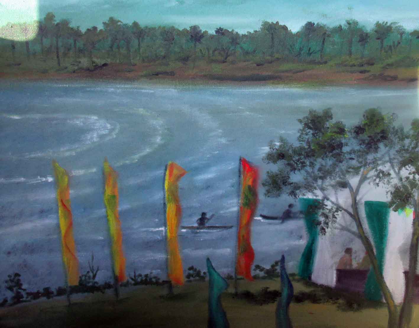 Karya Herjaka yang menggambarkan kemeriahan Festival Dayung 2019.
