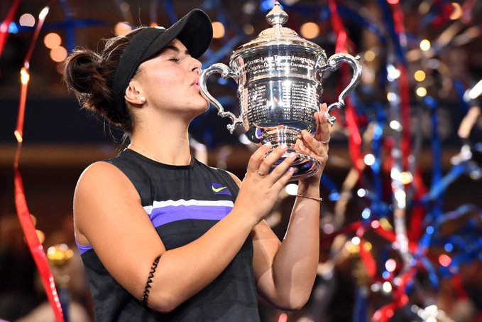 Bianca Andrescu tampil luar biasa saat mengalahkan Serena Williams di nomor tunggal putri final AS Terbuka. (Foto: Twitter/@usopen)