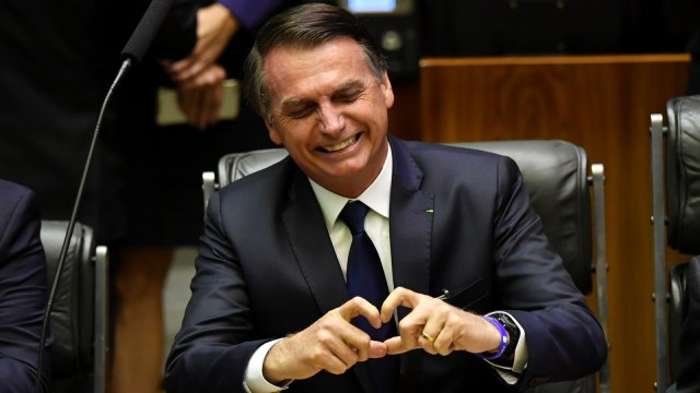 Presiden Brasil Jair Bolsonaro operasi hernia selama lima jam di Rumah Sakit Vila Nova Star di Sao Paulo, Minggu 8 September 2019. (Foto: AFP/NELSON ALMEIDA)