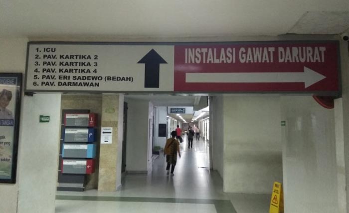 Suasana lobi bawah gedung utama Rumah Sakit Pusat Angkatan Darat (RSPAD) Gatot Soebroto, Jakarta, Selasa 10 September pagi. (Foto:Antara/Ricky Prayoga)