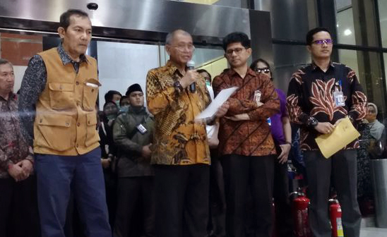 Ketua KPK Agus Rahadjo didampingi Saut Situmorang dan Laode M Syarif, serta Febri Diansyah menggelar konferensi pers, Jumat, 13 September 2019. (Foto: kcm)