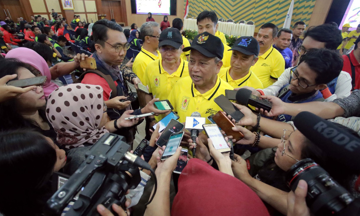 Menristekdikti M. Nasir berbicara tentang penyelenggaraan POMNAS XVI 2019 di Jakarta. (Foto: Kemenristekdikti)