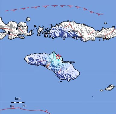 Gempa mengguncang Waingapu, Sumba Timur, Nusa Tenggara Timur (NTT). (Foto: Twitter BMKG)