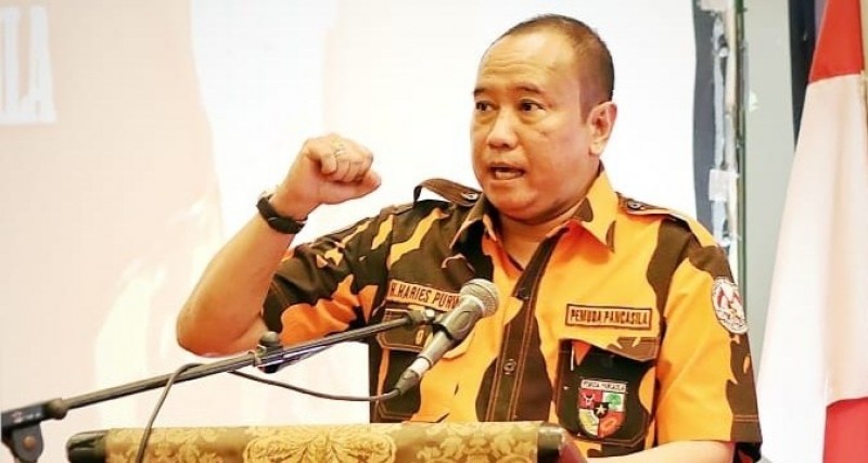 Haries Purwoko dalam sebuah acara Pemuda Pancasila. (Foto: Istimewa)