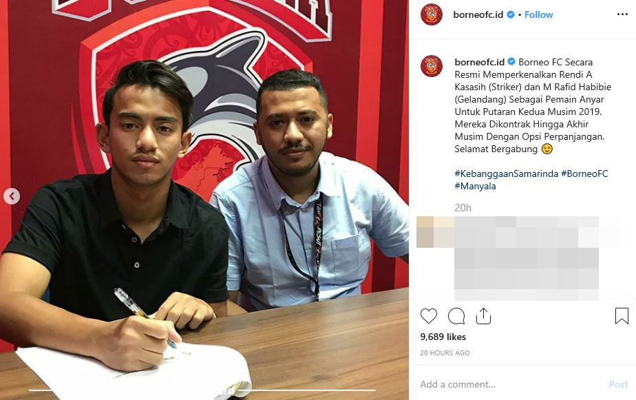 Muhammad Rafid Habibie dikontrak Borneo FC hingga akhir musim Liga 1 2019.