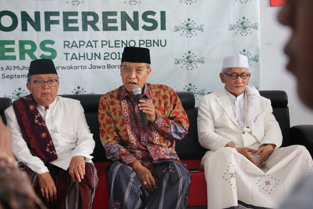 Plt Rais ‘Aam PBNU KH Miftachul Akhyar, Ketua Umum PBNU KH Said Aqil Siroj, di Purwakarta. (Foto: nu/ngopibareng.id)