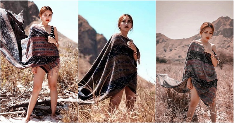 Ayu Ting Ting membalut tubuhnya dengan kain khas Flores, Nusa Tenggara Timur (NTT). (Foto: Instagram Ayu Ting Ting)