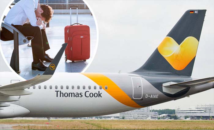 Pesawat milik Thomas Cook yang tidak dapat mengantar penumpang lagi. (Foto:HeartRadio)