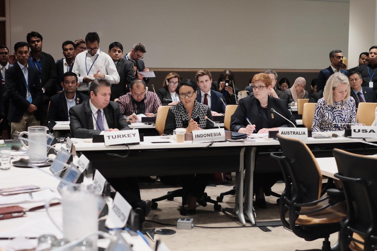 Menlu RI Retno Marsudi dalam Sidang Majelis Umum PBB ke-74 di New York, AS, 24 September 2019. (Foto: kemlu/ngopibareng.id)