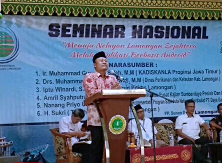 Acara seminar menuju Nelayan Lamongan Sejahtera Melalui Aplikasi Andoid. (Foto: Nasih/ngopibareng.id)