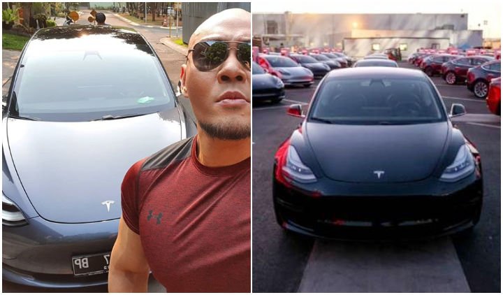 Deddy Corbuzier pamer mobil listrik Tesla model 3. Harga pasarannya Rp1 miliar. (Foto: Instagram @mastercorbuzier)