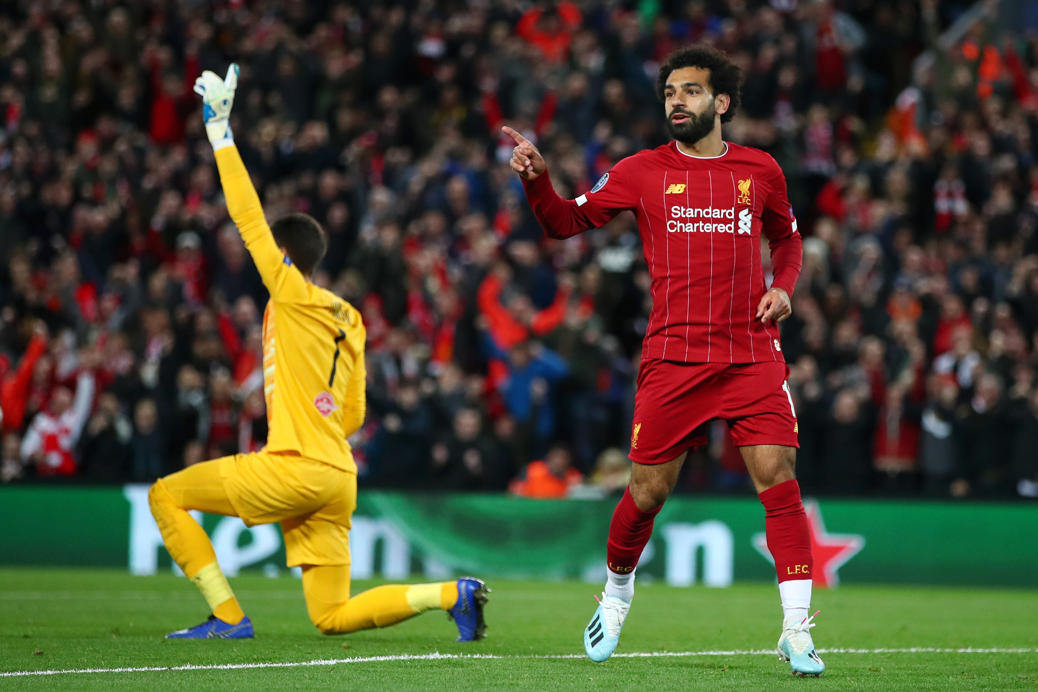 Mohamed Salah mencetak gol kemenangan Liverpool. (Foto: Twitter/@LFC)