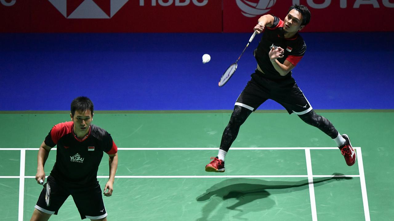 Ahsan/Hendra melaju ke final Denmark Terbuka 2019 setelah mengalahkan pasangan Jepang Takeshi Kamura/Keigo Sonoda. (Foto: AFP)