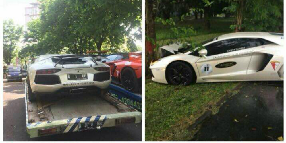 Mobil Lamborghini Raffi Ahmad pernah alami kecelakaan tunggal saat hendak touring di Malang, Jawa Timur, pada 2016.