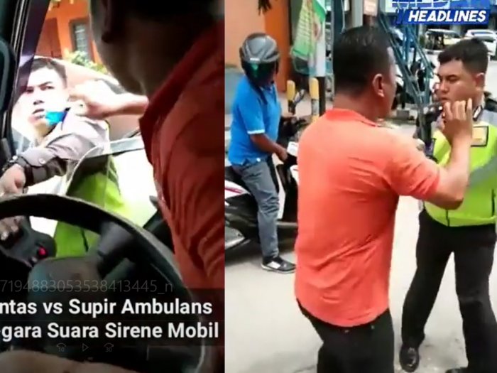 Oknum polisi terekam kamera memukul sopir ambulans. (Foto: YouTube @Ambulance Medan Center)