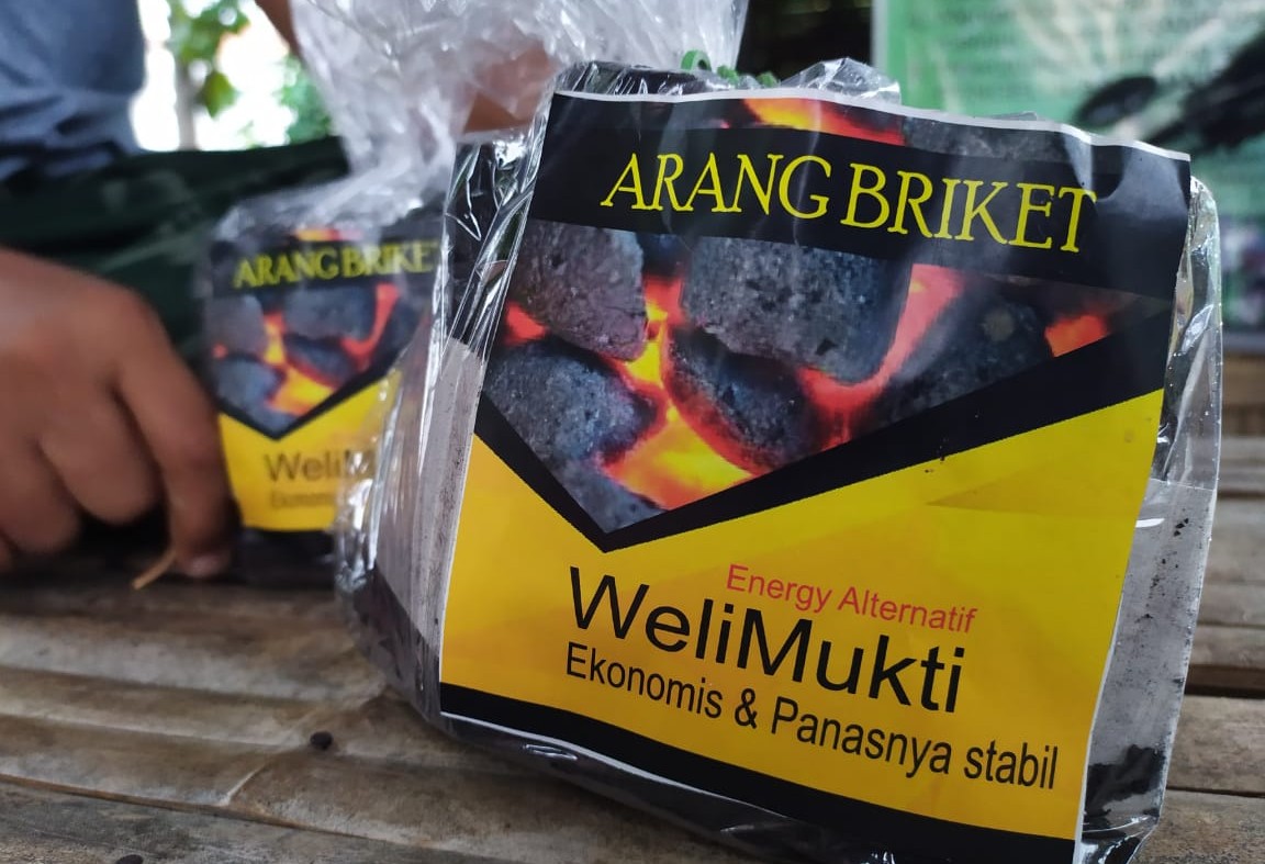 Briket arang dari daun kering olahan warga Mulyomukti, Surabaya, untuk alternatif energi. (Foto: Istimewa)