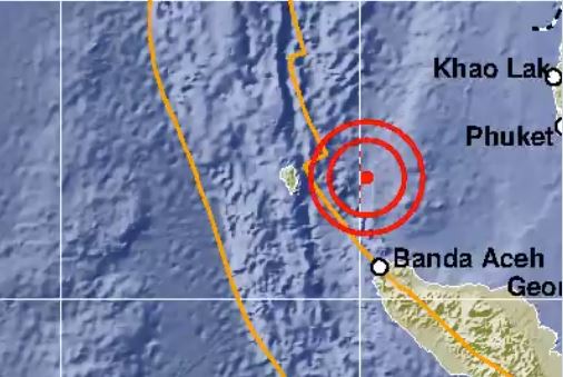 Titik episenter gempa yang terjadi di Sabang, Aceh, Minggu, 17 November 2019. Foto: BMKG)