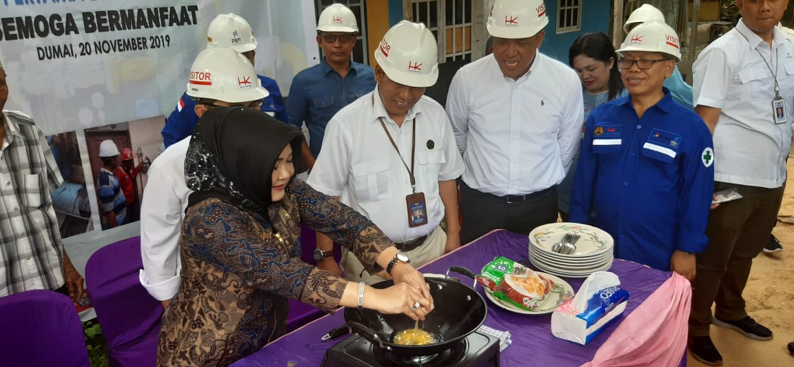 Seremoni gas in Jargas yang dihadiri pejabat terkait di Dumai. Gas in Jargas Dumai yang dilaksanakan hari ini Rabu 20 November 2019 akan melayani 4743 Sambungan Rumah. (Foto: PGN)