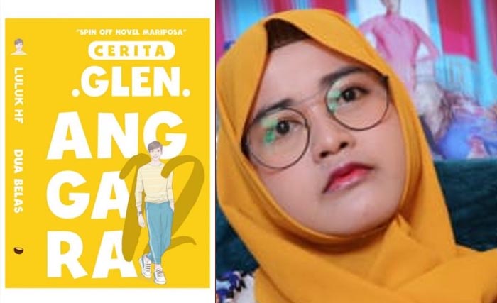 Luluk HF (kanan), dan cover novelnya "Dua Belas Cerita Glen Anggara" yang memecahkan rekor penjualan. (Foto:Ant/Ngobar)