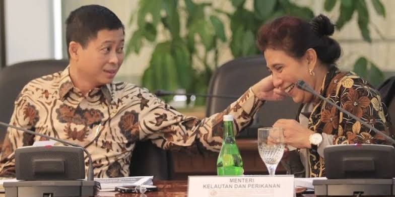 Mantan Menteri ESDM Ignasius Jonan dan mantan Menteri Perikanan dan Kelautan Susi Pudjiastuti. (Foto: Istimewa)