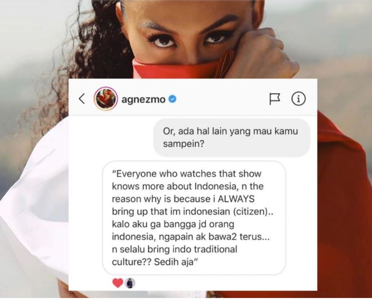 Curhat Agnez Mo lewat direct message Instagram dengan Anji.